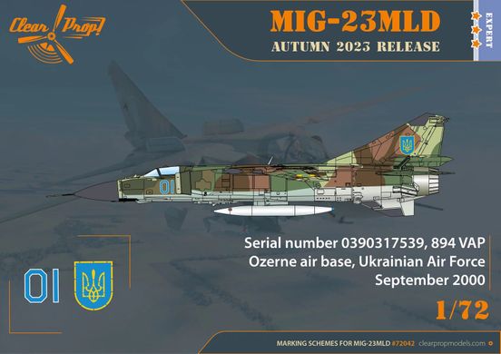 Истребитель MIG-23MLD (The last Ukrainian Flogger-K), 1:72, Clear Prop, CP72042 (Сборная модель)