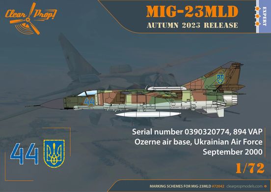 Винищувач MIG-23MLD (The last Ukrainian Flogger-K), 1:72, Clear Prop, CP72042 (Збірна модель)