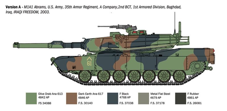 Танк Abrams M1A1, 1:35, ITALERI, 6596 (Збірна модель)