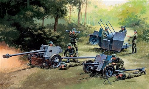 Набор немецких орудий 3.7cm Pak 37 - 7.5cm Pak 40 - 2cm Flakvierling 38, 1:72, Italeri, 7026 (Сбірна модель)