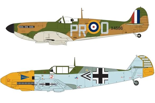 Самолеты Spitfire Mk.1a и Messerschmitt BF109E-4 Dogfight, 1:72, Airfix, A50135 (Стартовый набор)