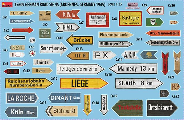 Немецкие Дорожные Знаки (Арденны, Германия 1945), 1:35, MiniArt, 35609