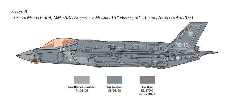 Винищувач F-35 A Lightning II (Beast mode), 1:72, Italeri, 1464 (Збірна модель)