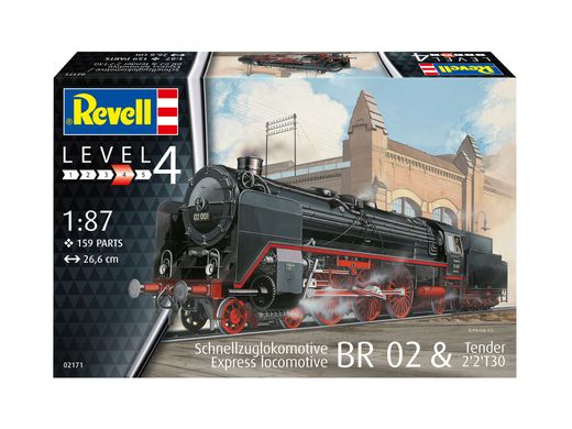 Локомотив BR-02, Express locomotive BR02 with tender 2'2' T30, 1:87, Revell, 02171 (Збірна модель)
