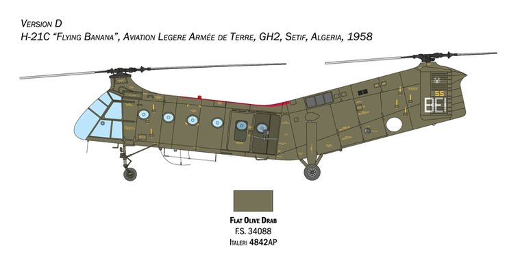 Вертолет H-21C Flying Banana GunShip, 1:48, Italeri, 2774 (Сборная модель)